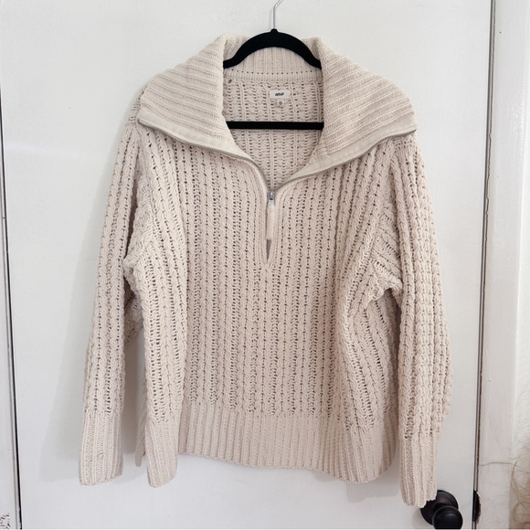 Aerie cream knit chenille pullover zip up - Picture 2 of 6